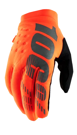 100% Brisker Gloves - Fluo Orange/Black - Small 10003-00010