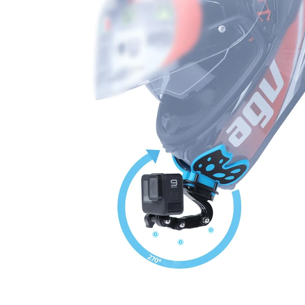 3-way Pivot Arm Butterfly Helmet Mount for Gopro Hero12