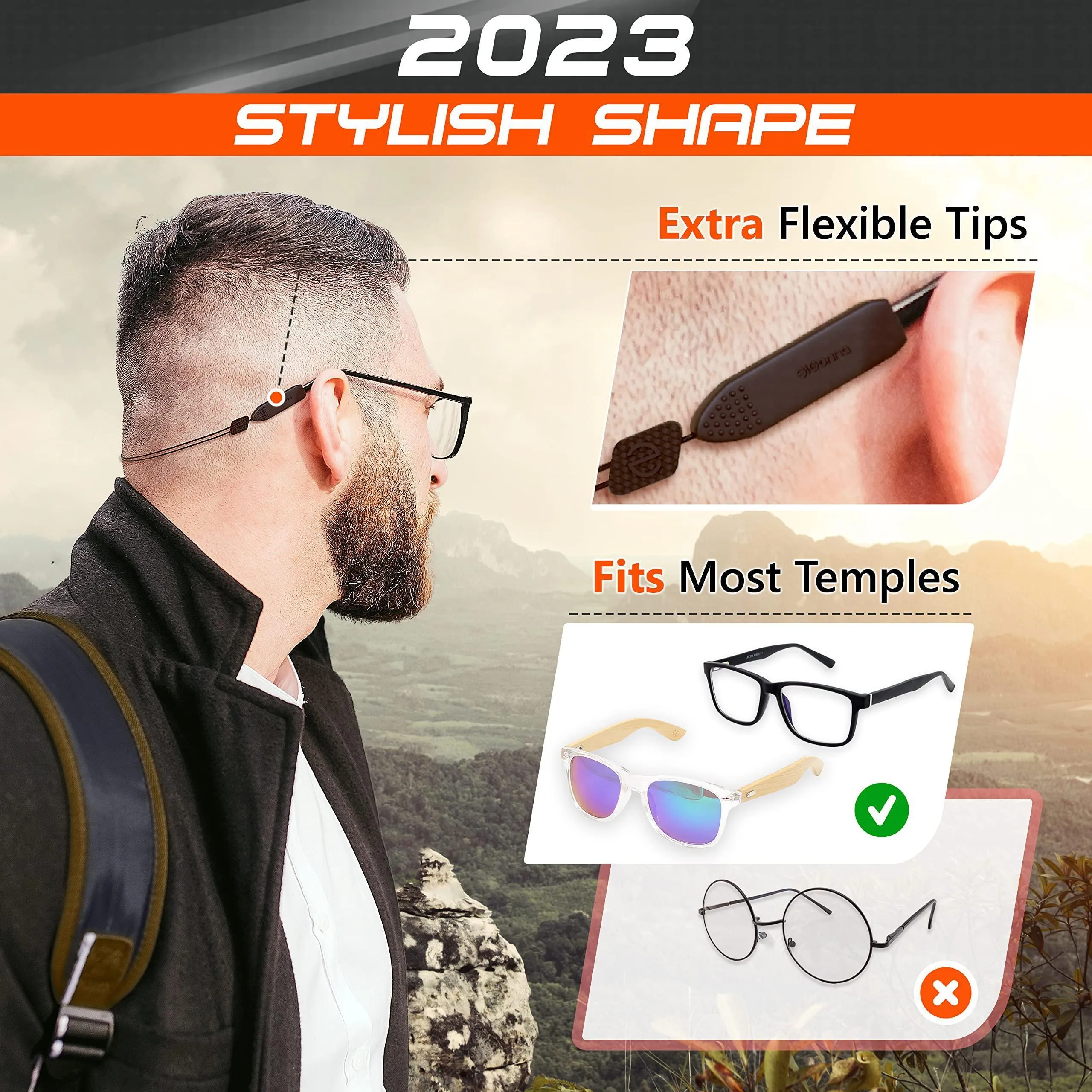Adjustable Glasses Strap3 Pcs Eyeglasses Holders No Tail 3 Pcs XL Size 17 inch