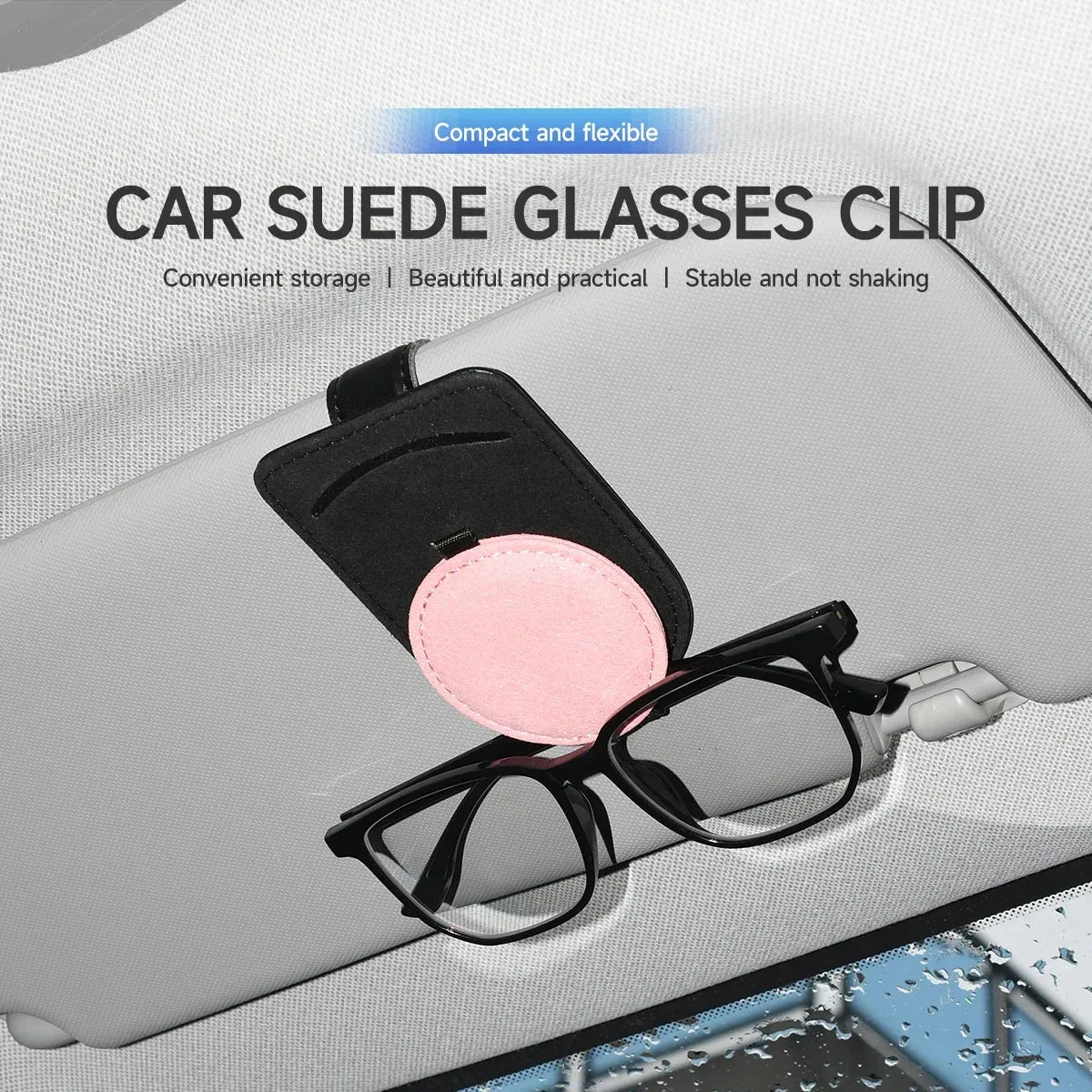 Car Sun Visor Clip Glasses Case Pu Leather Sunglasses Holder For Auto Visor Fits Most Glasses And Cards