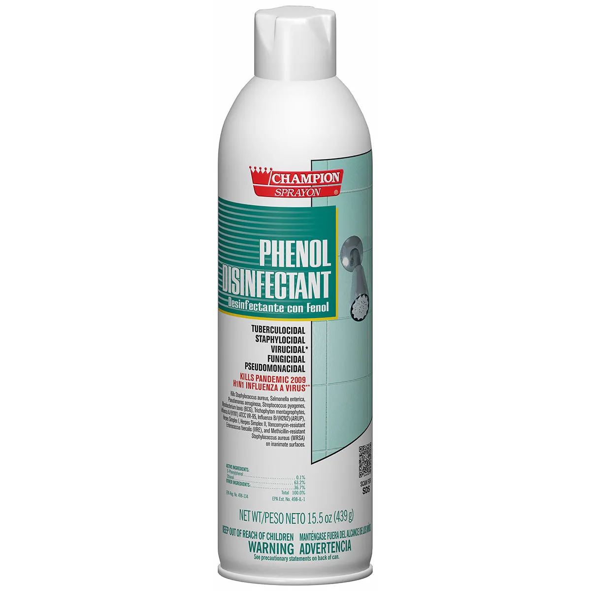 Champion Sprayon® Phenol Disinfectant (15.5 oz Aerosol Cans) - Case of 12