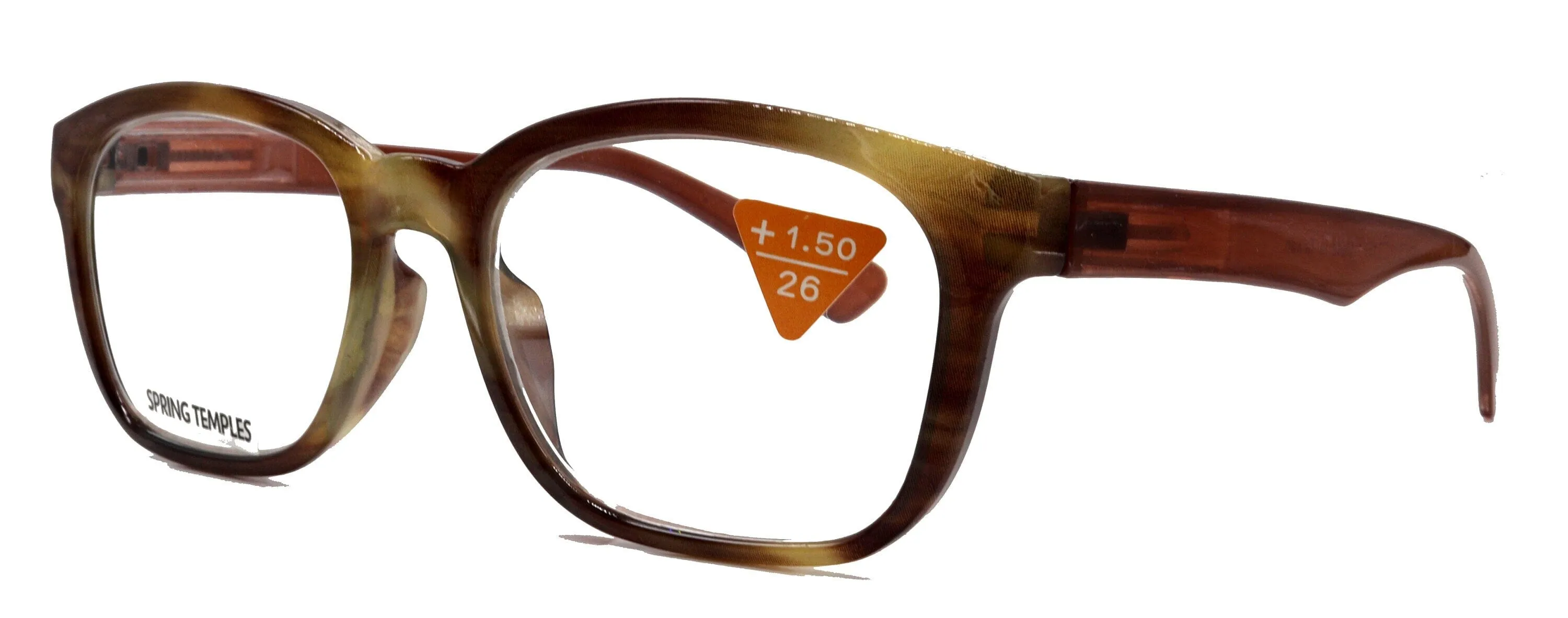 Coral, (Premium) Reading Glasses, High End Readers  1.25 to  3. Magnifying Glasses (Brown) Rectangular style. Optical Frame. NY Fifth Avenue