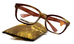 Coral, (Premium) Reading Glasses, High End Readers  1.25 to  3. Magnifying Glasses (Brown) Rectangular style. Optical Frame. NY Fifth Avenue