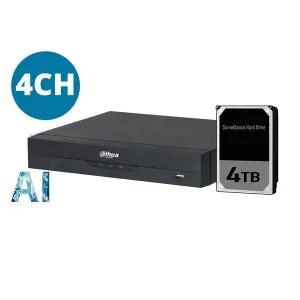 Dahua 4ch NVR with 4TB HDD, DHI-NVR4104HS-P-AI/ANZ-4TB