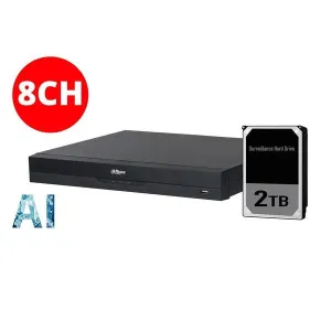 Dahua 8ch NVR with 2TB installed, DHI-NVR4208-8P-AI/ANZ-2TB