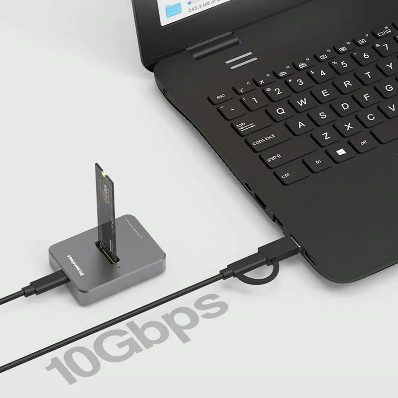 Dual Protocol M.2 Ssd Base for Sata / Nvme Drives Gray