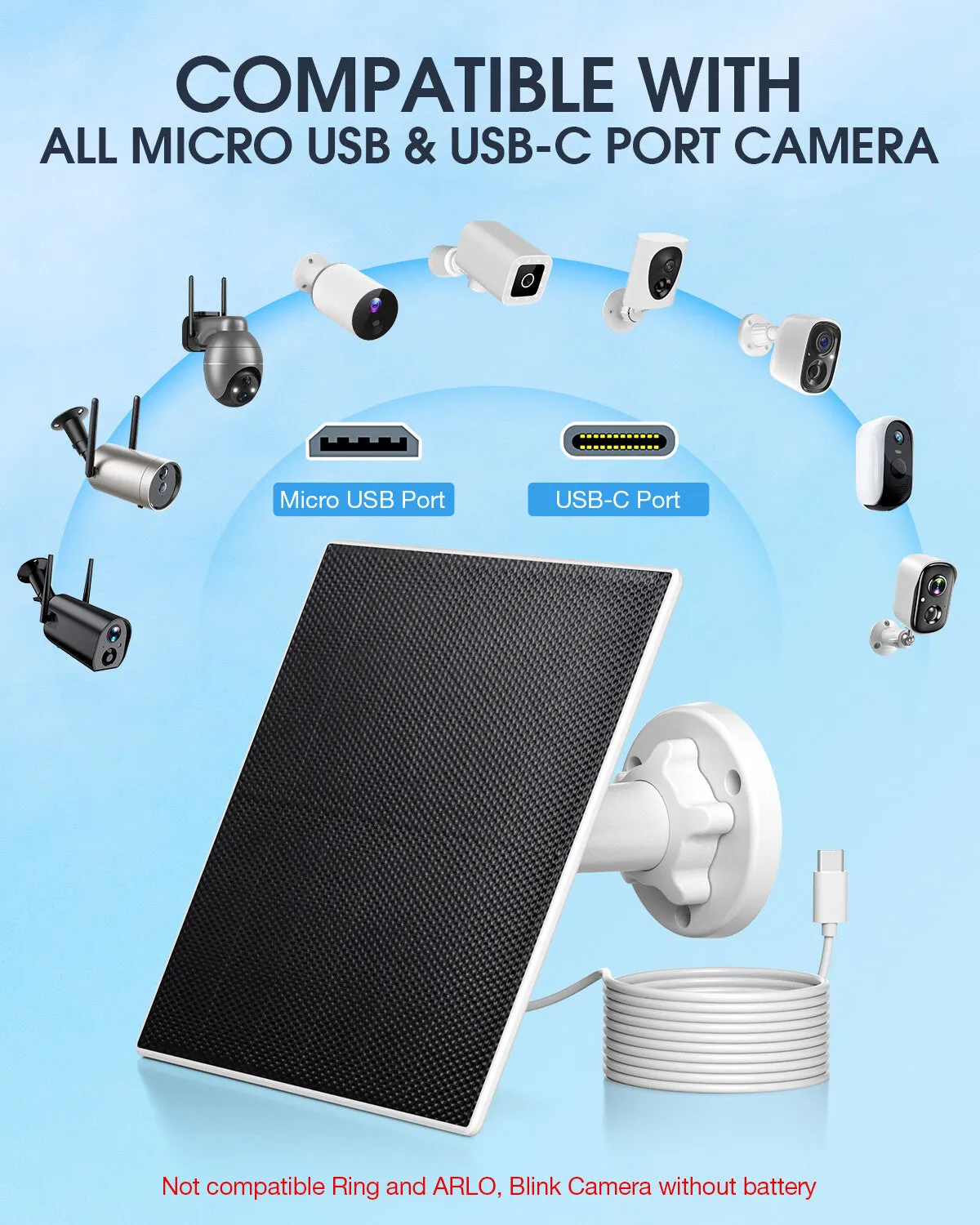 EBL 5W Solar Panel for Wireless Outdoor Security Camera