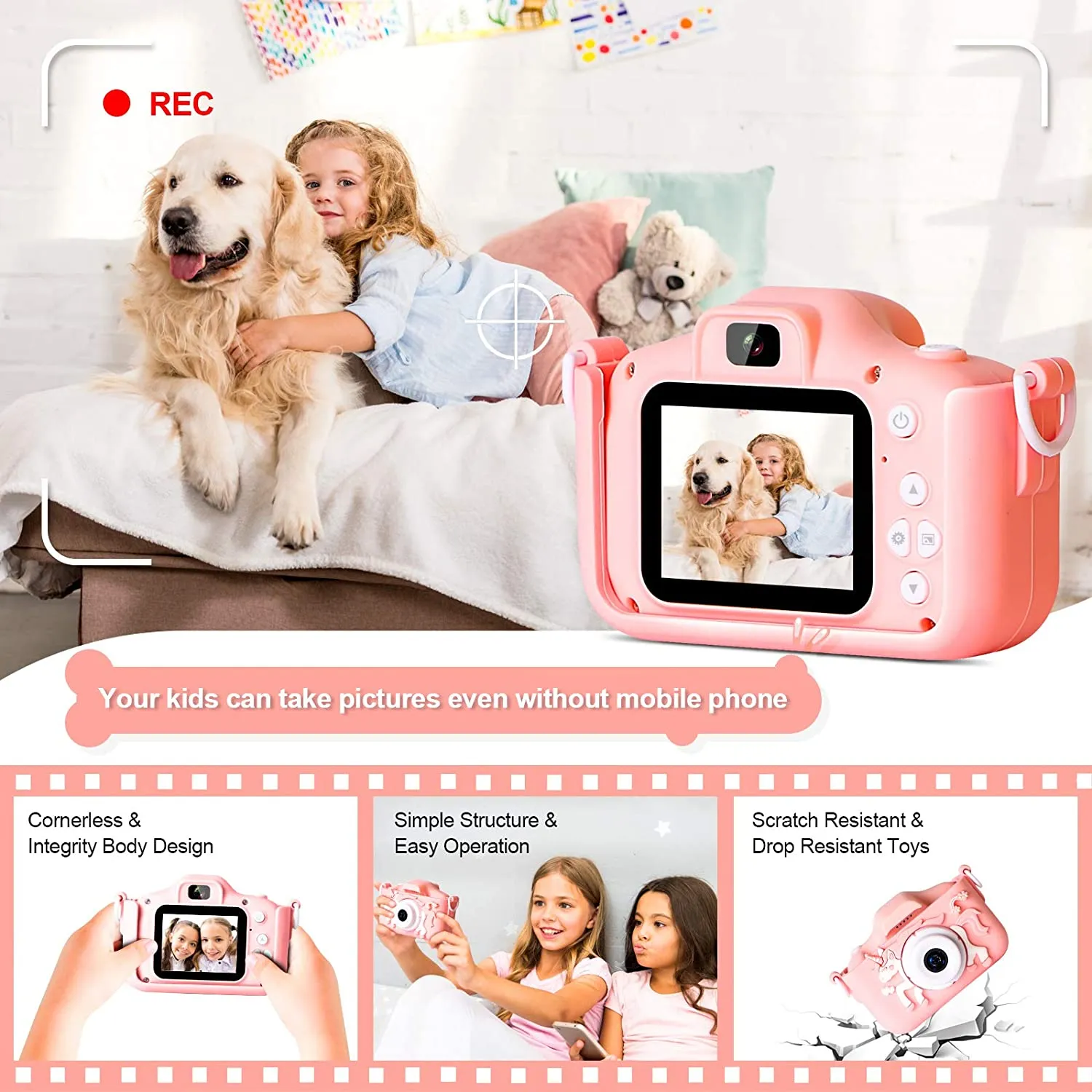 Kids Camera Girl's Gift, 1080P HD Digital Toddler Camera