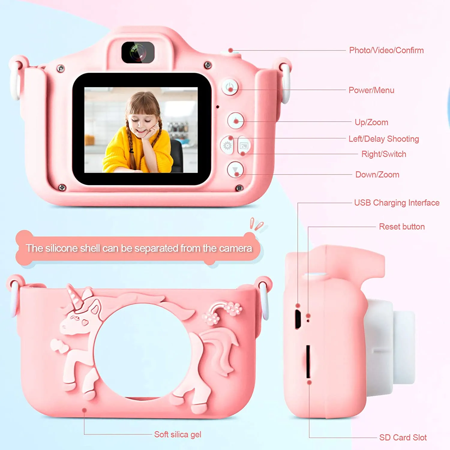 Kids Camera Girl's Gift, 1080P HD Digital Toddler Camera