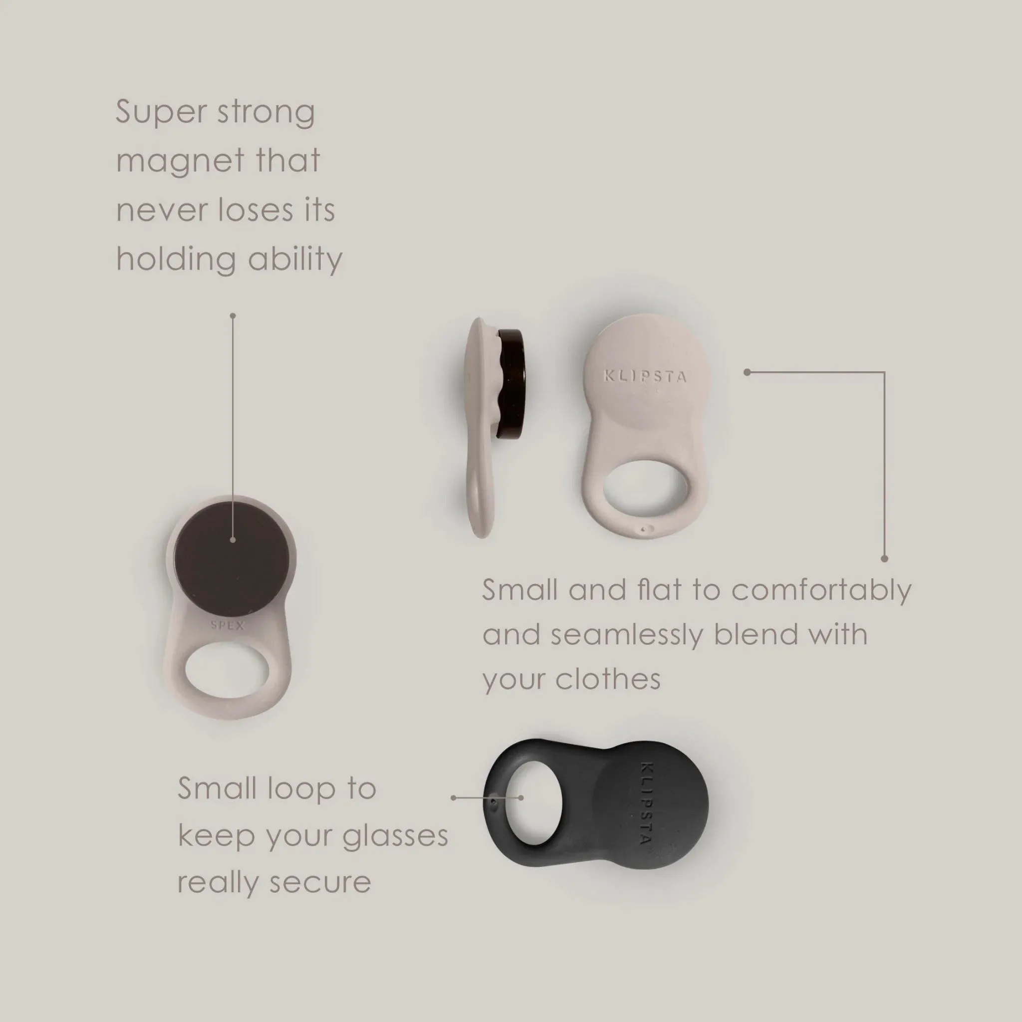 Klipsta Spex Glasses Clips Black/Stone