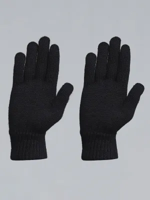 Men Black Self Design Gloves