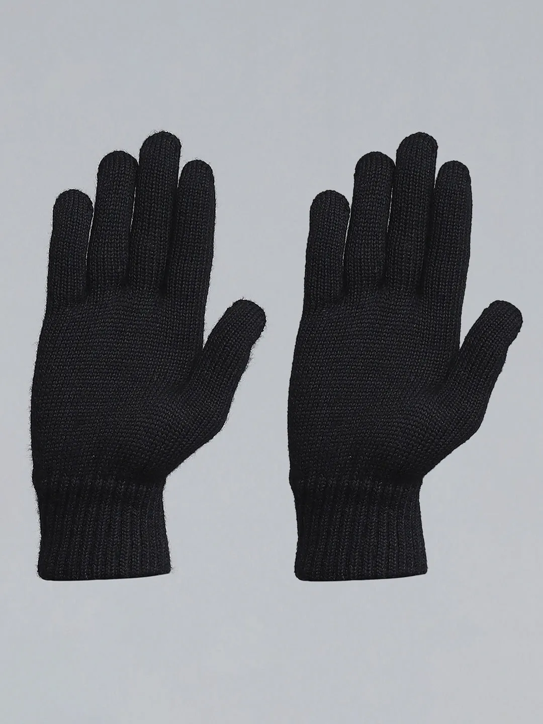 Men Black Self Design Gloves