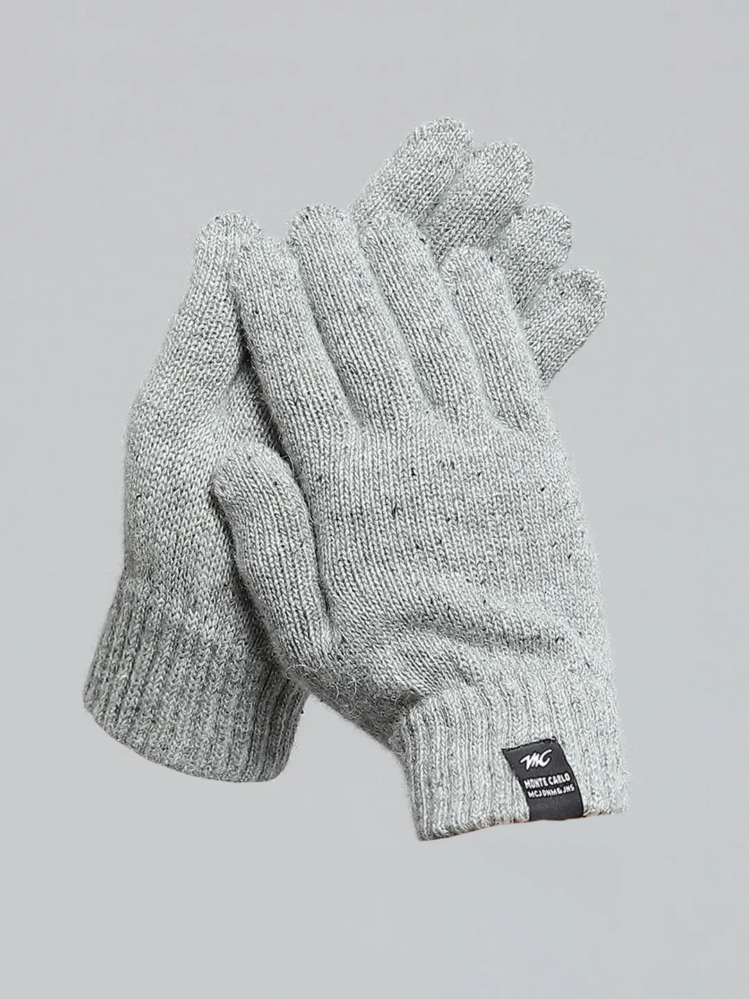 Men Grey Solid Gloves