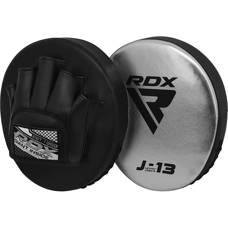RDX J13 KIDS 8oz SILVER Boxing Gloves & Pads Set
