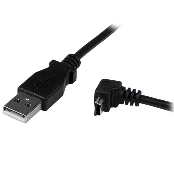 Startech.Com Down Angle Mini Usb Cable - 2M - Black - Usb A To Mini Usb B - Usb To Mini Usb Cable - Mini Usb Charger - U