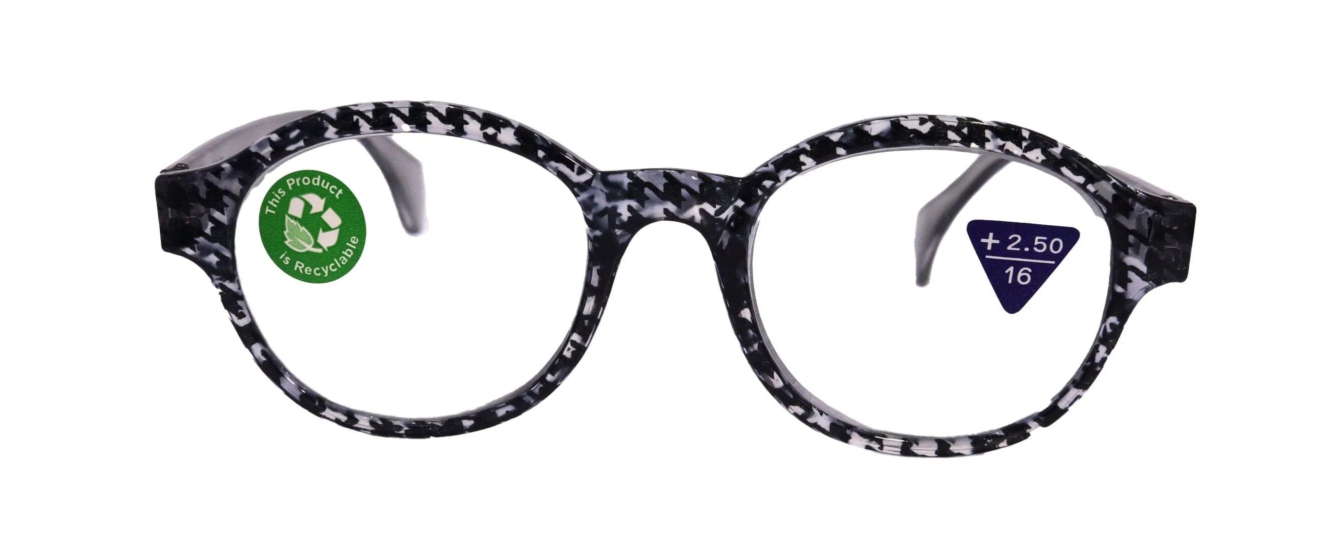 The Alchemist, (Premium) Reading Glasses, High End Readers, Magnifying Eyeglasses, (Black Translucent) (Round) (Houndstooth) NY Fifth Avenue