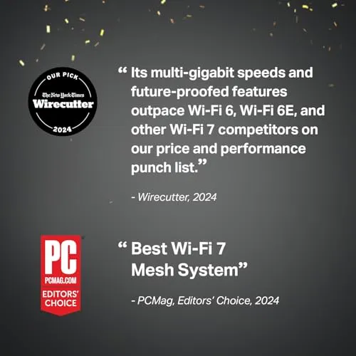TP-Link Tri-Band WiFi 7 BE10000 Whole Home Mesh System (Deco BE63) - 6-Stream 10 Gbps, 4X 2.5G Ports Wired Backhaul, 4X Smart Internal Antennas, VPN, AI-Roaming, MU-MIMO, HomeShield (3-Pack)