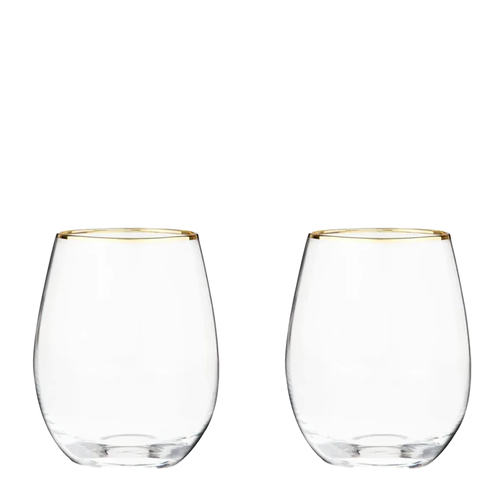 Twine Living Co. Gilded 18 oz. Stemless Wine Glass (set of 2)