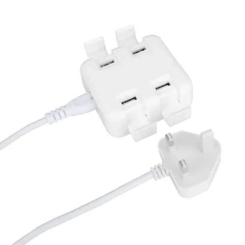 USB 4 Port AC Wall Charging Station Home Adapter Stand For Tablet Cell Phone