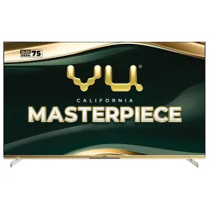 Vu 189cm (75 inches) Masterpiece Frame Series 4K QLED TV 75 MASTERPIECE (Armani Gold) 3 Years Warranty